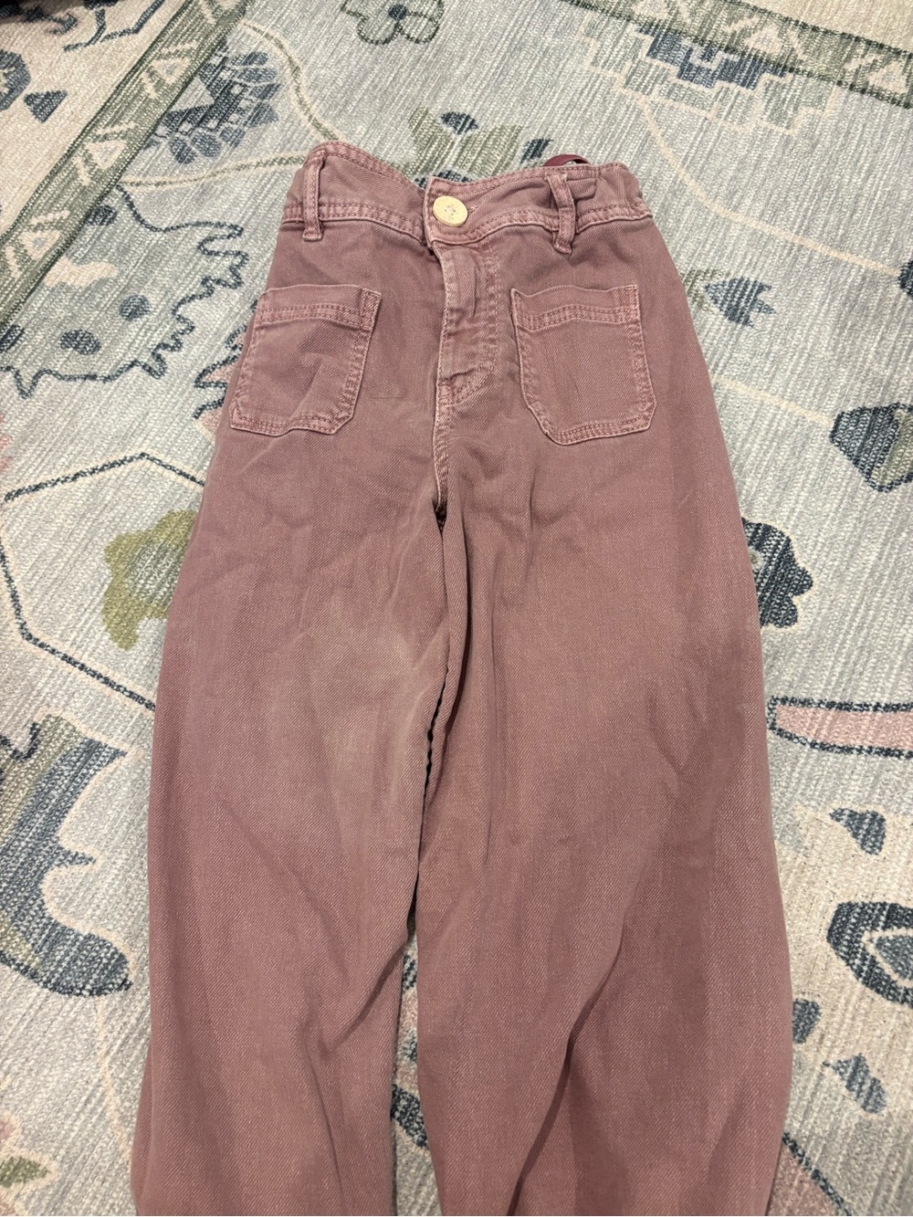 Zara Dusty Rose Elastic-Waist Pants kids 11-12